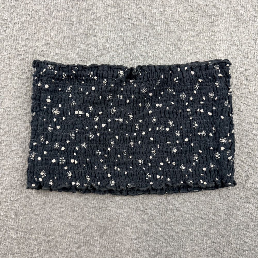 Out From Under Urban Outfitters Women's S Smocked Tube Top Black White Polka Dot
